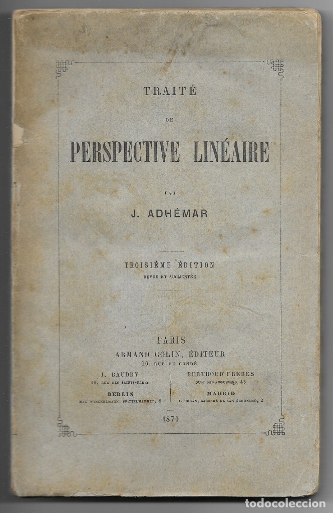 Libros antiguos: Trait&eacute; de Perspective Lin&eacute;aire.  Troisi&egrave;me &Eacute;dition   1870 - Foto 1