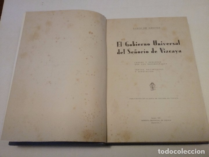 Libros antiguos: El Gobierno Universal del Se&ntilde;or&iacute;o de Vizcaya - Foto 2