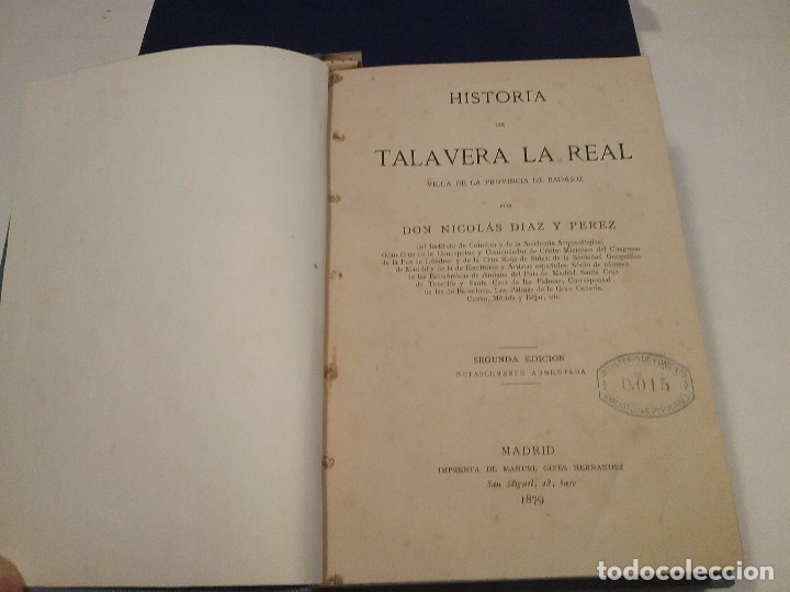Libros antiguos: Historia de Talavera la Real - Foto 1