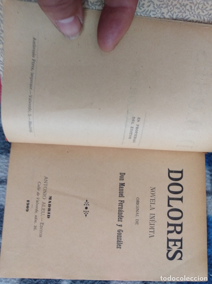Libros antiguos: Novela - dolores - 1909 - Foto 2