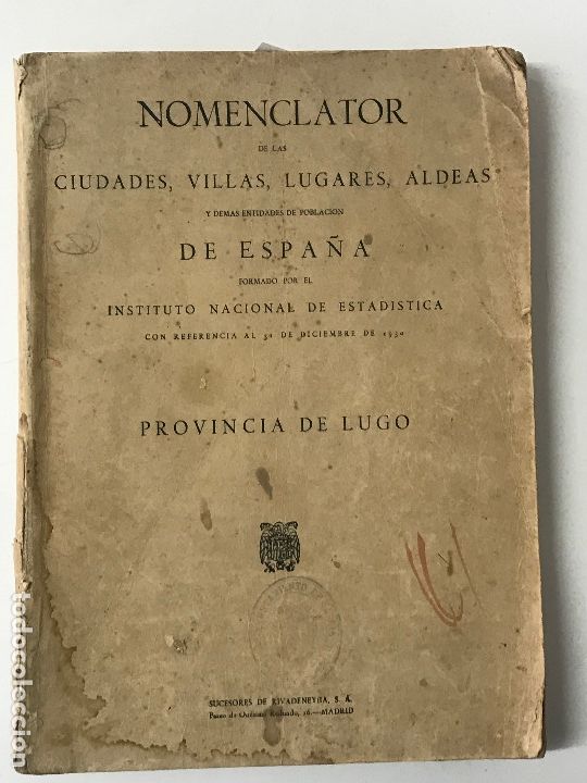 Libros antiguos: Nomencl&aacute;tor de la provincia de Lugo. a&ntilde;o 1950. - Foto 1