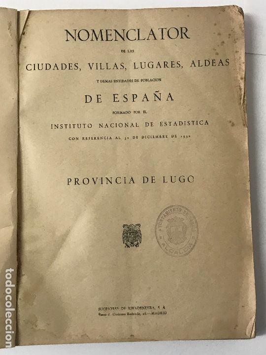 Libros antiguos: Nomencl&aacute;tor de la provincia de Lugo. a&ntilde;o 1950. - Foto 2