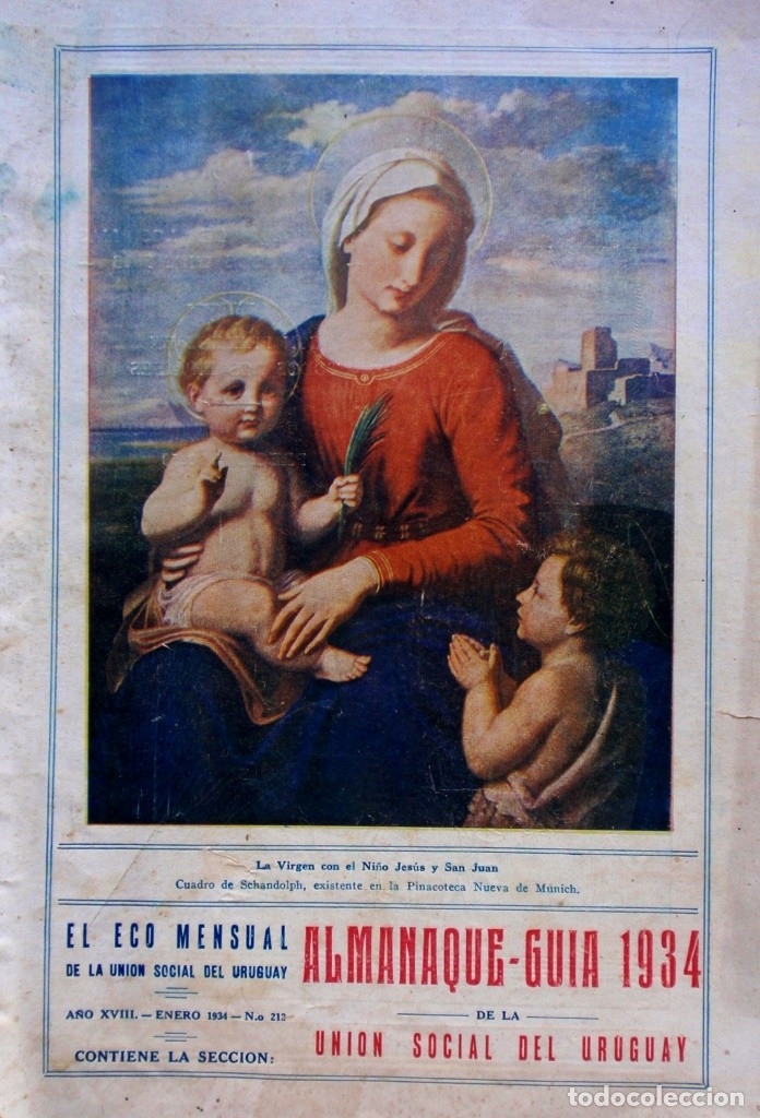 Libros antiguos: Antiguo Almanaque Guia 1934 De La Union Social De Uruguay