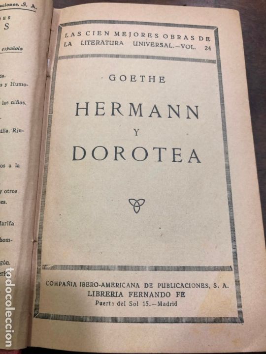 Libros antiguos: LIBRO GOETHE HERMANN Y DOROTEA - 140 PAG - Foto 1