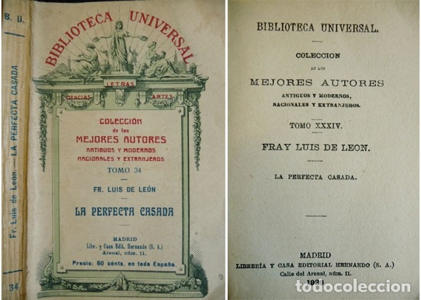 Libros antiguos: LE&Oacute;N, Fray Luis de.  La perfecta casada. 1926. - Foto 1