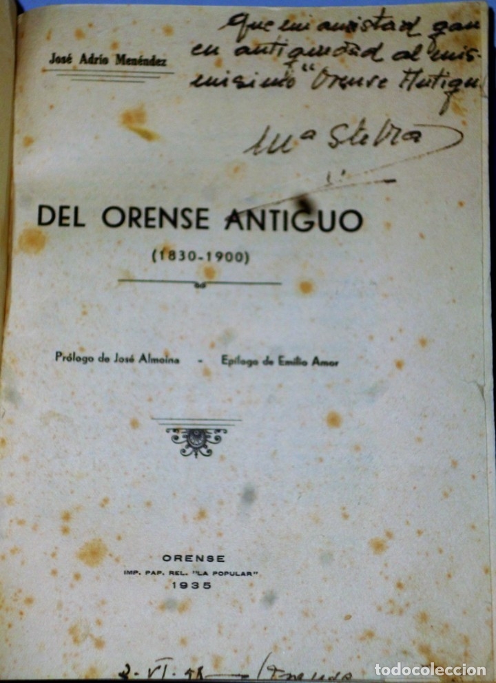 Libros antiguos: DEL ORENSE ANTIGUO. (1830-1900) - Foto 2