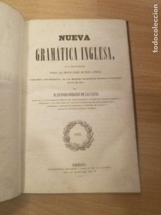Old books: 'Nueva Gram&aacute;tica Inglesa'. 1845. D. Antonio Bergnes de las Casas