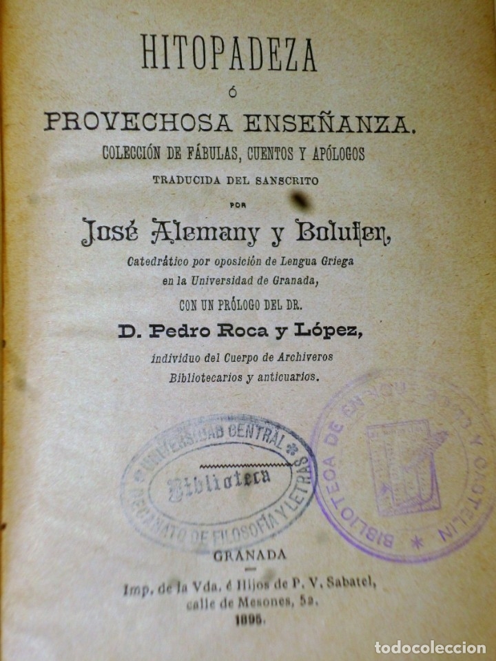 Libros antiguos: HITOPADEZA O PROVECHOSA ENSE&Ntilde;ANZA - Foto 2