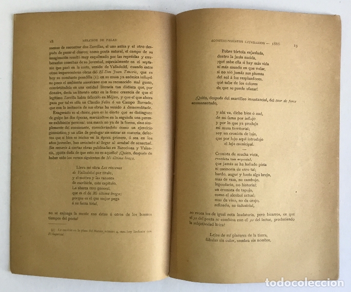 Libros antiguos: ACONTECIMIENTOS LITERARIOS. 1888. - Foto 2