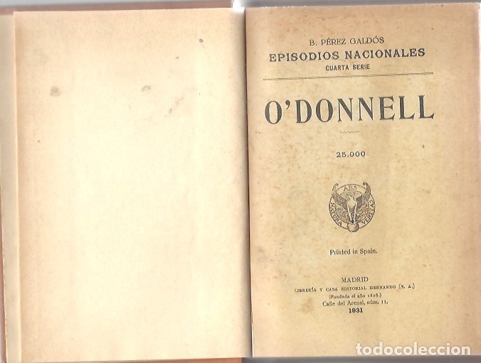 Libros antiguos: ODONELL 1931  PEREZ GALDOS - Foto 1
