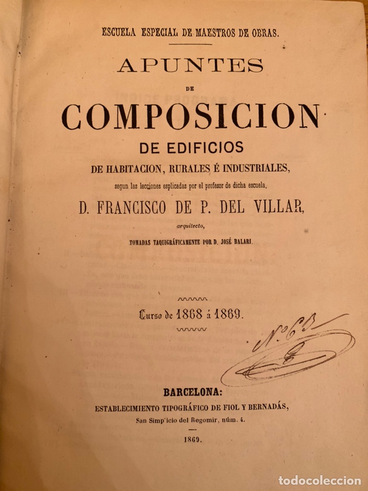 Libros antiguos: L-Apuntes de Composici&oacute;n de edificios de habitacion, rurales e industriales, Don Simon y Pujadas - Foto 5