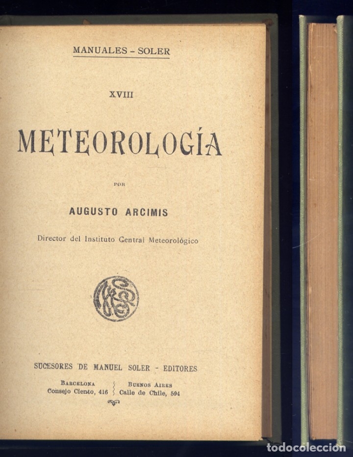 Libros antiguos: ARCIMIS Y WERLE, Augusto.  Meteorolog&iacute;a.  S.a. (1904). - Foto 2