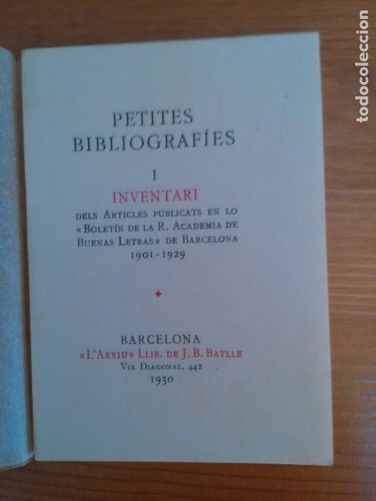 Libri antichi: Inventari dels articles publicats en lo Boletin de la R. Academia de Buenas Letras de Barcelona.