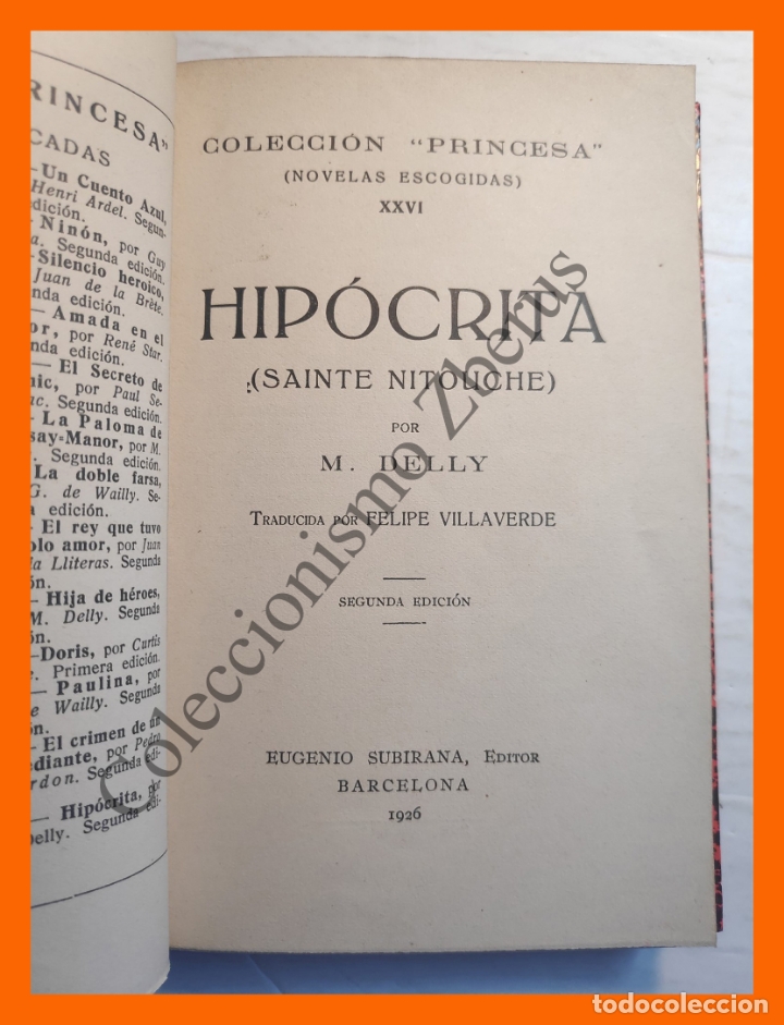 Libros antiguos: Hip&oacute;crita. (Sainte Nitouche) - M. Delly - Foto 2
