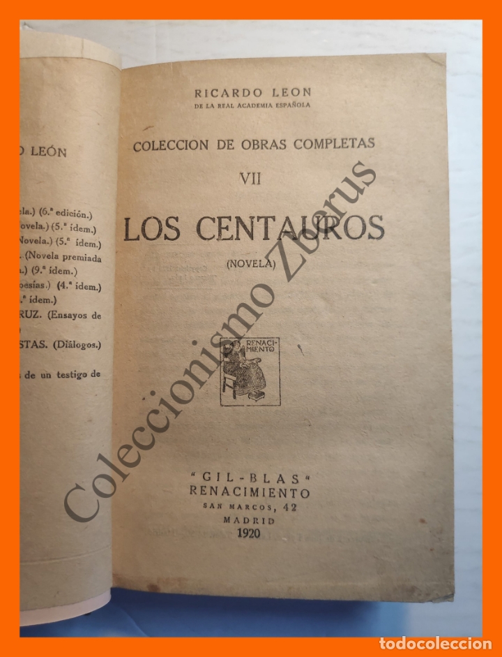 Libros antiguos: Los Centauros (novela) - Ricardo Le&oacute;n - Foto 2