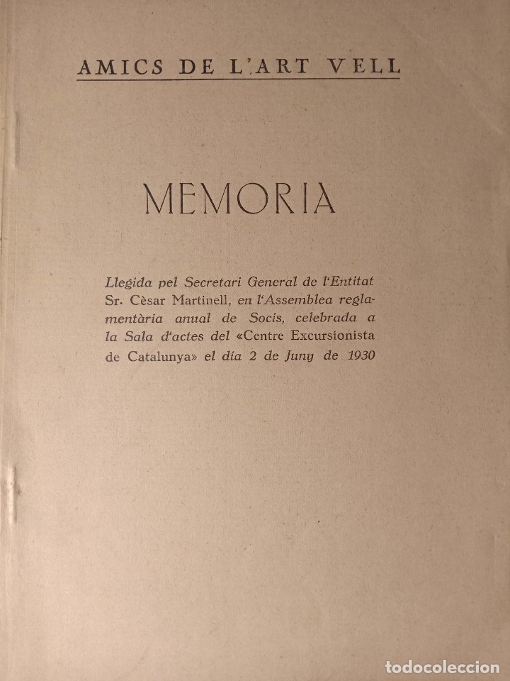Libros antiguos: Amics de lArt Vell. Mem&ograve;ria (2 de juny de 1930) - Foto 1