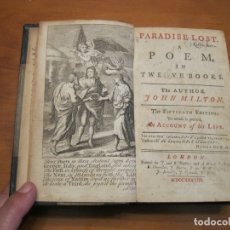 Libros antiguos: PARADISE LOST A POEM IN TWE VEBOOKS, 1738. JOHN MILTON. POSEE 12 GRABADOS