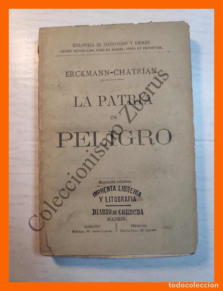 Libros antiguos: La patria en peligro - Erckmann-Chatrian - Foto 1