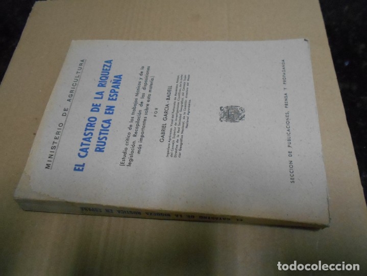 Old books: libro de  el catastro de la riqueza rustica en espa&ntilde;a