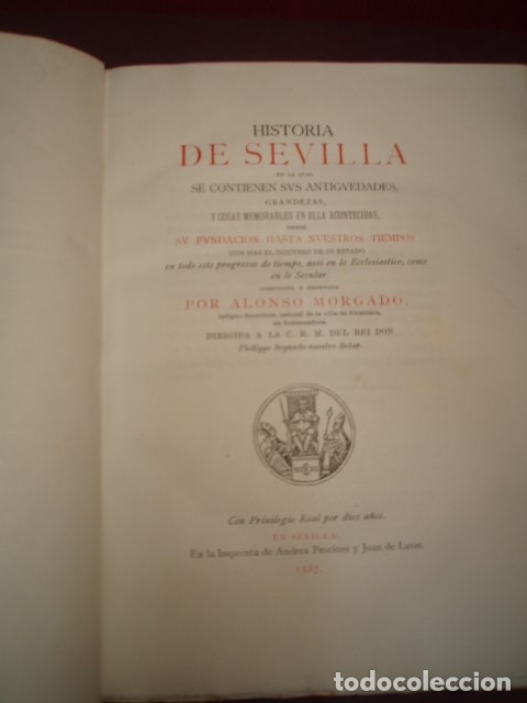Libros antiguos: ALONSO DE MORGADO   HISTORIA DE SEVILLA - Foto 1