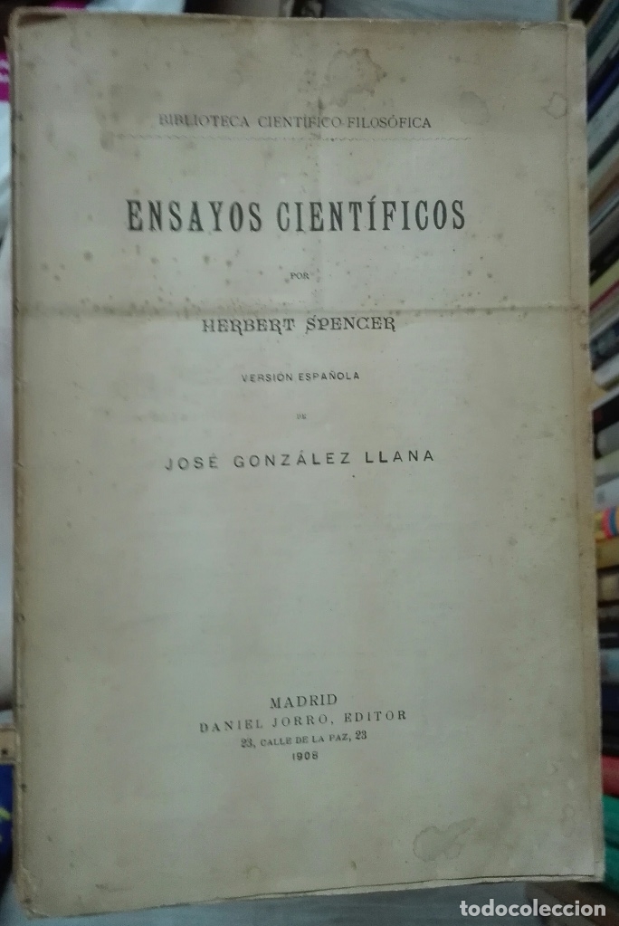 Libros antiguos: Herbert SPENCER. Ensayos cientificos. 1908 - Foto 1