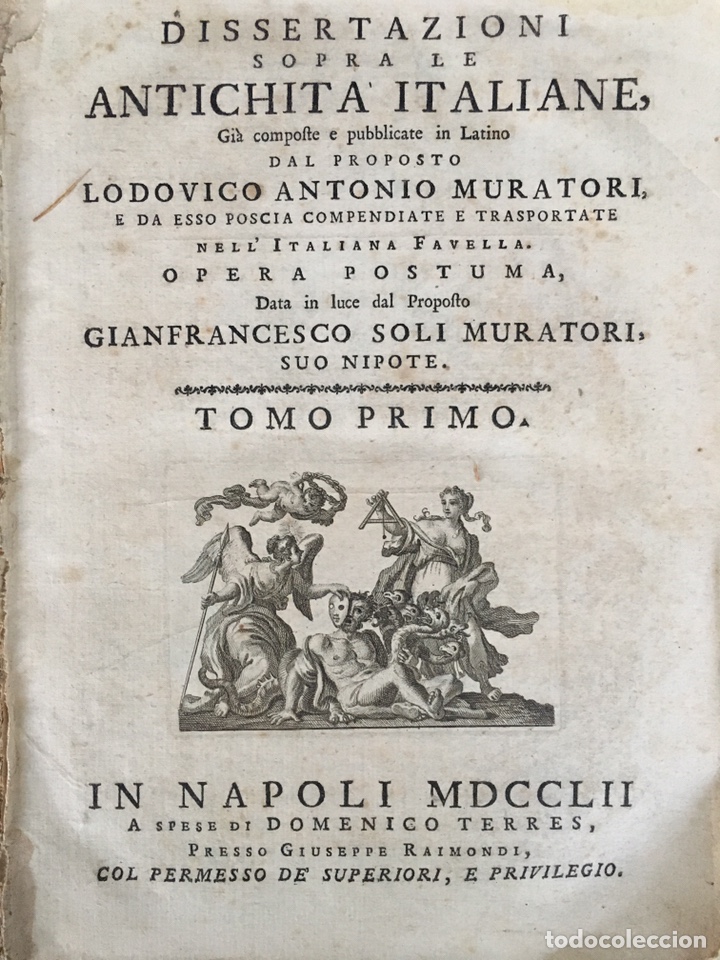 Old books: Dissertazioni Antichita Italiane, 1752, Muratori, Napoli