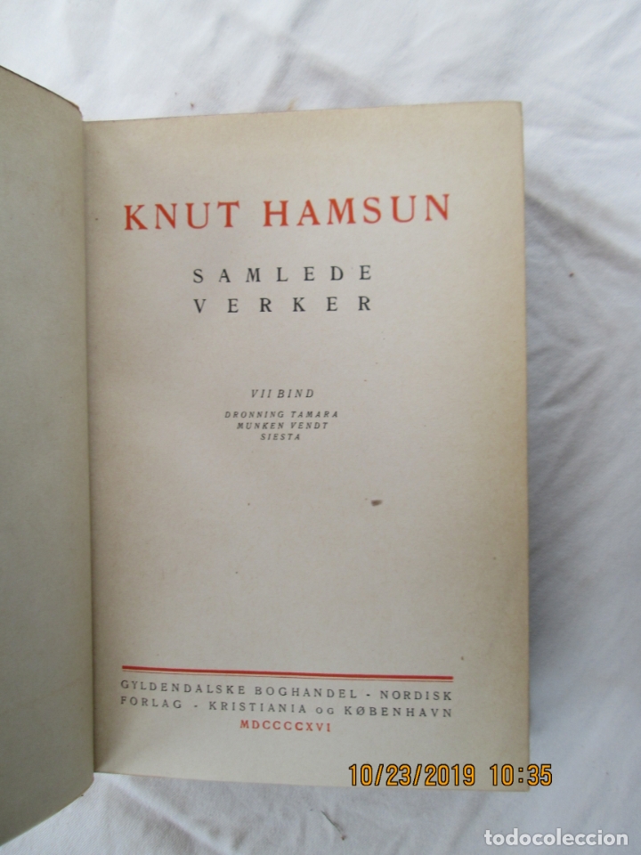 Libros antiguos: KNUT HAMSUN - SAMLEDE VERKER - VII BIND - 1916. - Foto 1