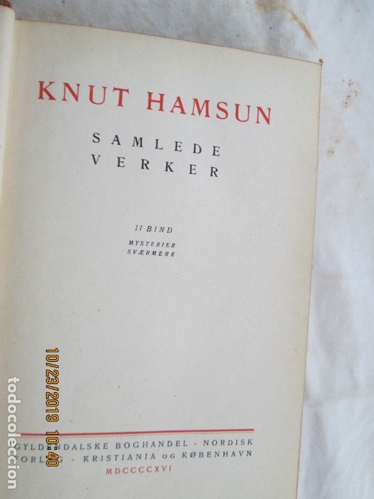 Libros antiguos: KNUT HAMSUN - SAMLEDE VERKER - II BIND - 1916. - Foto 1