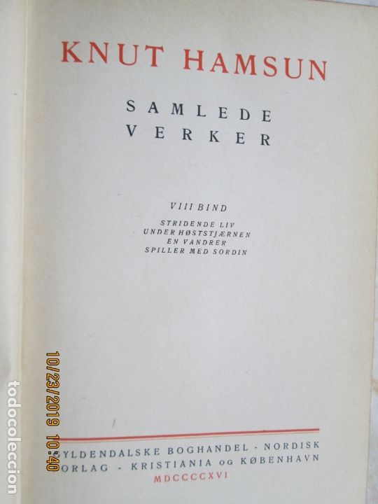 Libros antiguos: KNUT HAMSUN - SAMLEDE VERKER - VIII BIND - 1916. - Foto 1