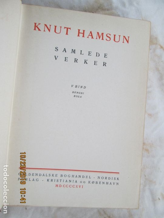 Libros antiguos: KNUT HAMSUN - SAMLEDE VERKER - V BIND - 1916. - Foto 1