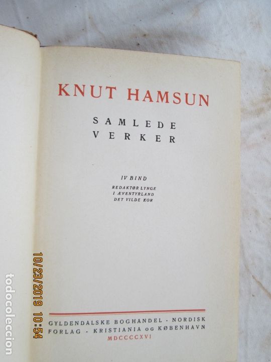 Libros antiguos: KNUT HAMSUN - SAMLEDE VERKER - IV BIND - 1916. - Foto 1