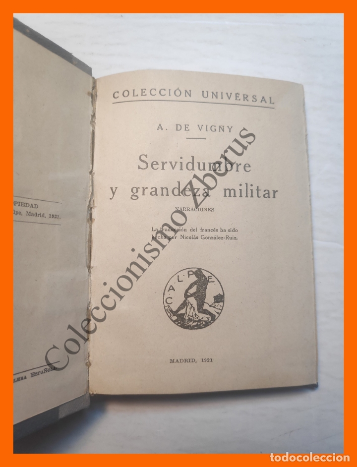 Libros antiguos: Servidumbre y Grandeza Militar - A. de Vigny - Foto 1