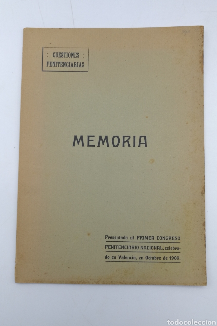 Old books: Cuestiones penitenciarias memoria primer congreso 1910 Firmado