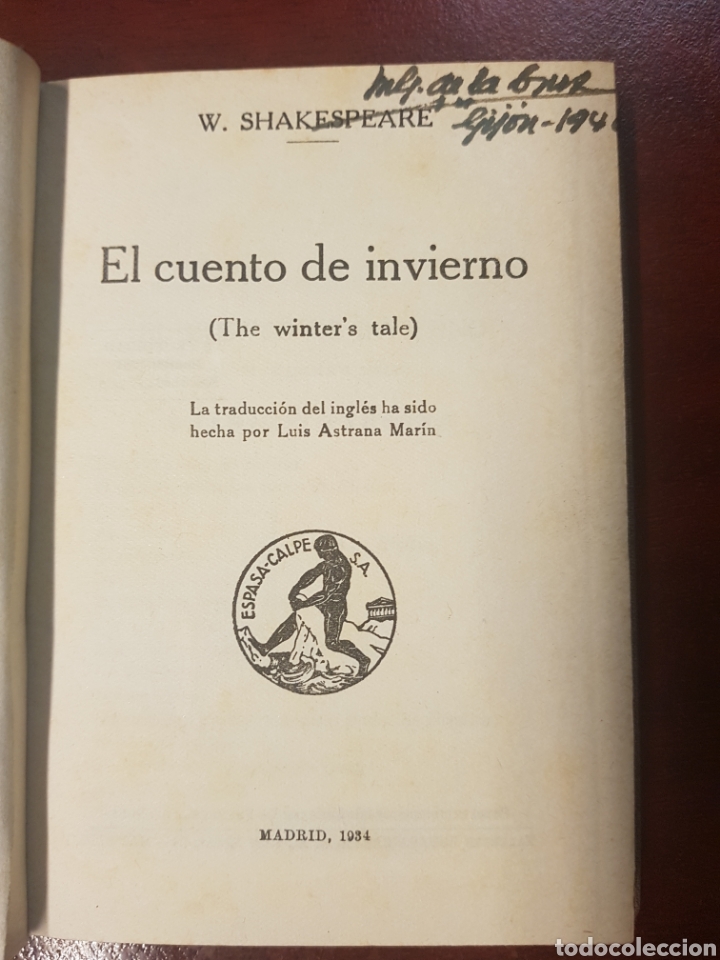 Libros antiguos: Cuento de invierno - Shakespeare - Colecci&oacute;n Universal Calpe - 1934 - Foto 3