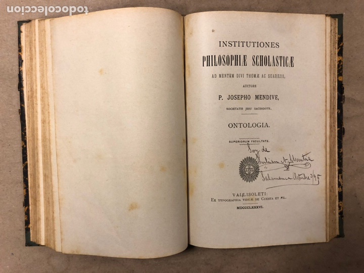 Libros antiguos: INSTITUTIONES PHILOSOPHIÆ SCHOLASTICÆ. P. JOSEPHO MENDIVE. 6 LIBROS EN 3 TOMOS. 1886/87/88 - Foto 17 - 182236205