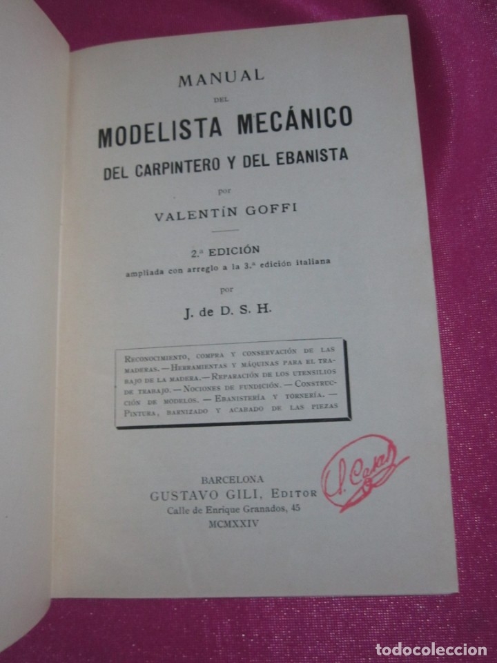 Libros antiguos: MODELISTA MECANICO  VALENTIN GOFFI   E. GILI  A&Ntilde;O 1924 - Foto 2