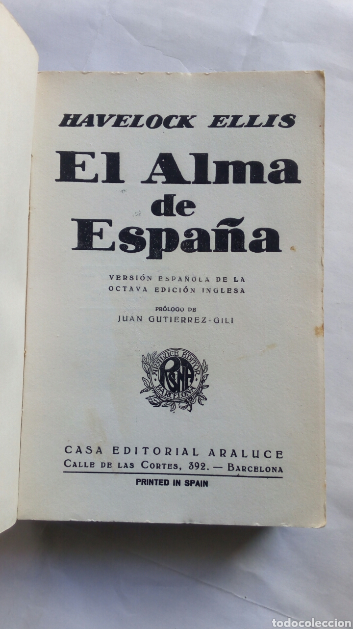 Libros antiguos: El Alma de Espa&ntilde;a. Havelock Ellis. - Foto 3