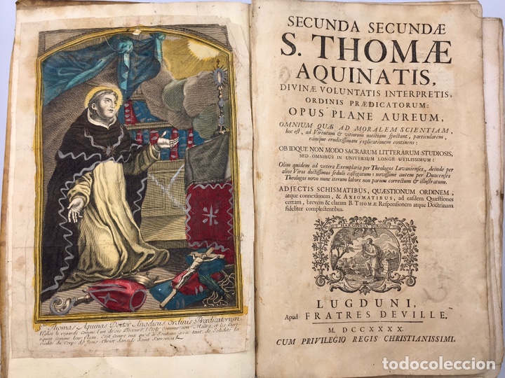Libros antiguos: Santo Tom&aacute;s, 1740. Pergamino, gran formato. - Foto 1