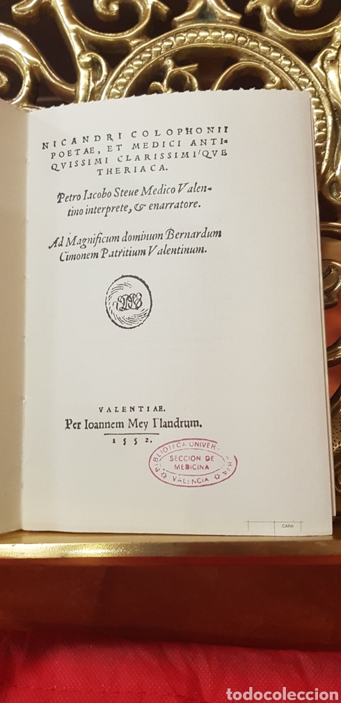 Libros antiguos: THERIACA,VALENCIA,JUAN DE MEY,FACSIMIL. - Foto 1