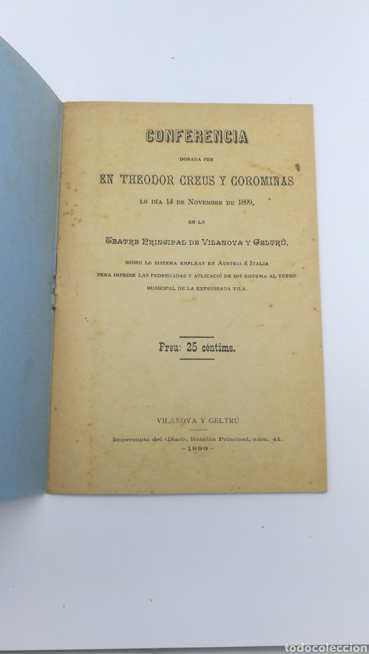 Libri antichi: Confer&egrave;ncia per prevenir les pedregades en &Agrave;ustria i It&agrave;lia 1899