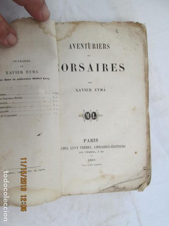 Libros antiguos: AVENTURIERS ET CORSAIRES - XAVIER EYMA - MICHEL LÉVY FRÈRES - PARIS 1861. - Foto 1 - 183517445