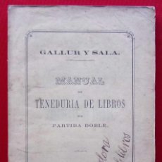 Libros antiguos: MANUAL DE TENEDURIA DE LIBROS POR PARTIDA DOBLE. ALICANTE. AÑO: 1862. GALLUR Y SALA.. Lote 183669648