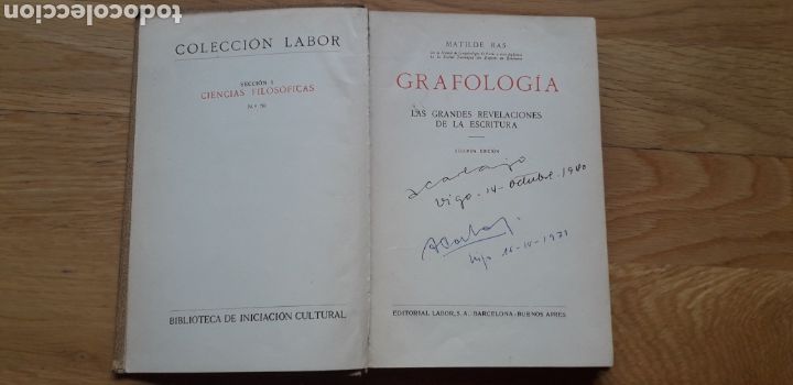 Libros antiguos: GRAFOLOGIA, MATILDE RAS, COLECCION LABOR, - Foto 2