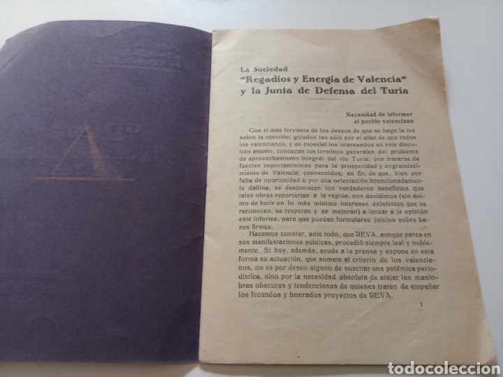 Libros antiguos: REVA regad&iacute;os y energ&iacute;a de Valencia S.A. - Foto 2