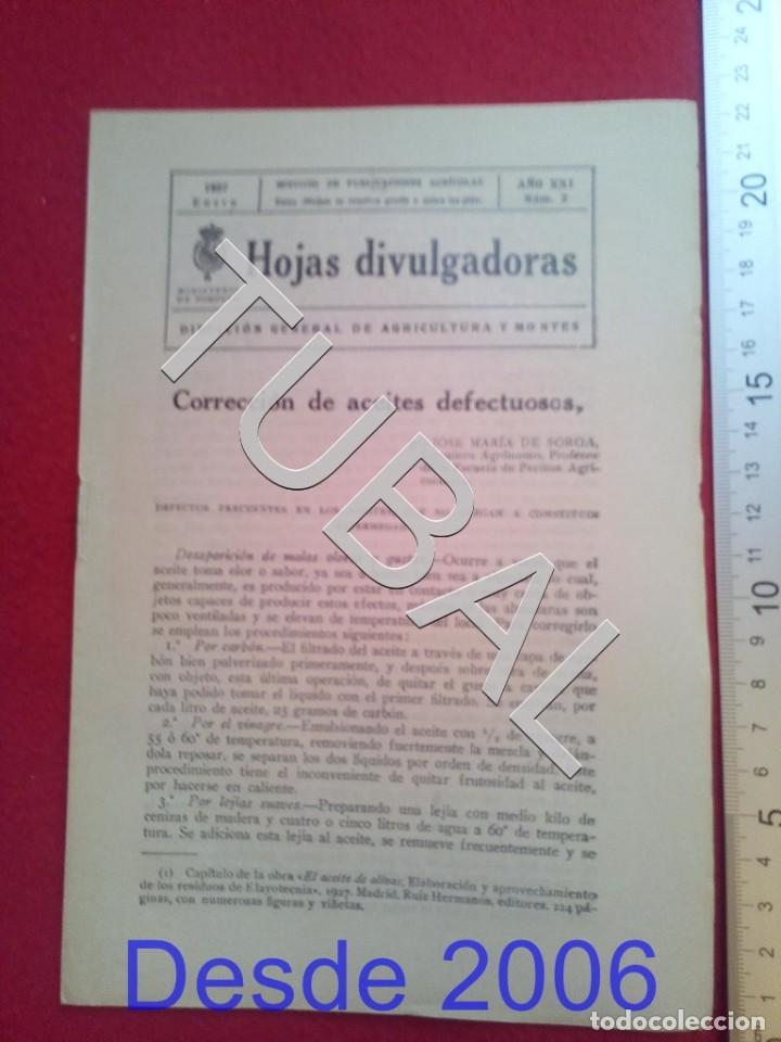 Old books: TUBAL 1927 ACEITES DEFECTUOSOS HOJAS DIVULGADORAS AGRICULTURA ENERO 2 ENV&Iacute;O 1 &euro; 2019 U14