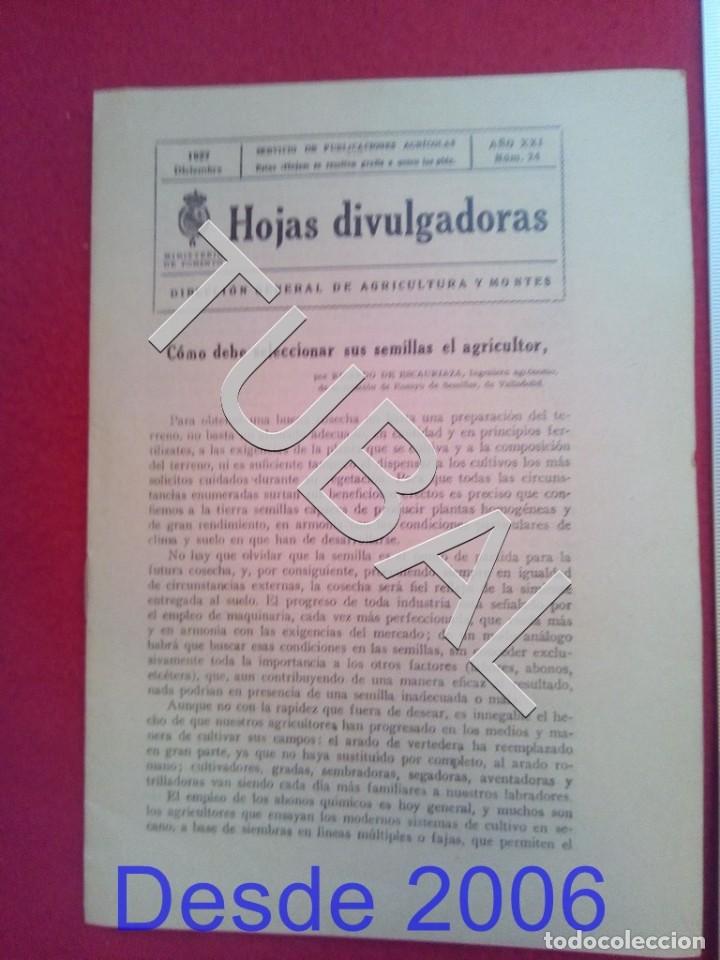 Old books: TUBAL 1927 SELECCIONAR SUS SEMILLAS HOJAS DIVULGADORAS AGRICULTURA DICIEMBRE 24 ENV&Iacute;O 1 &euro; 2019 U14
