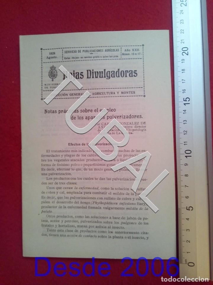 Old books: TUBAL 1928 PULVERIZADORES HOJAS DIVULGADORAS AGRICULTURA AGOSTO 15 ENV&Iacute;O 1 &euro; 2019 U14
