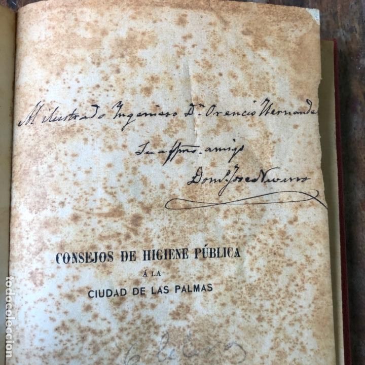 Libri antichi: Consejos de higiene p&uacute;blica, a&ntilde;o 1896, por Domingo J. Navarro Autografiado y dedicado por el autor