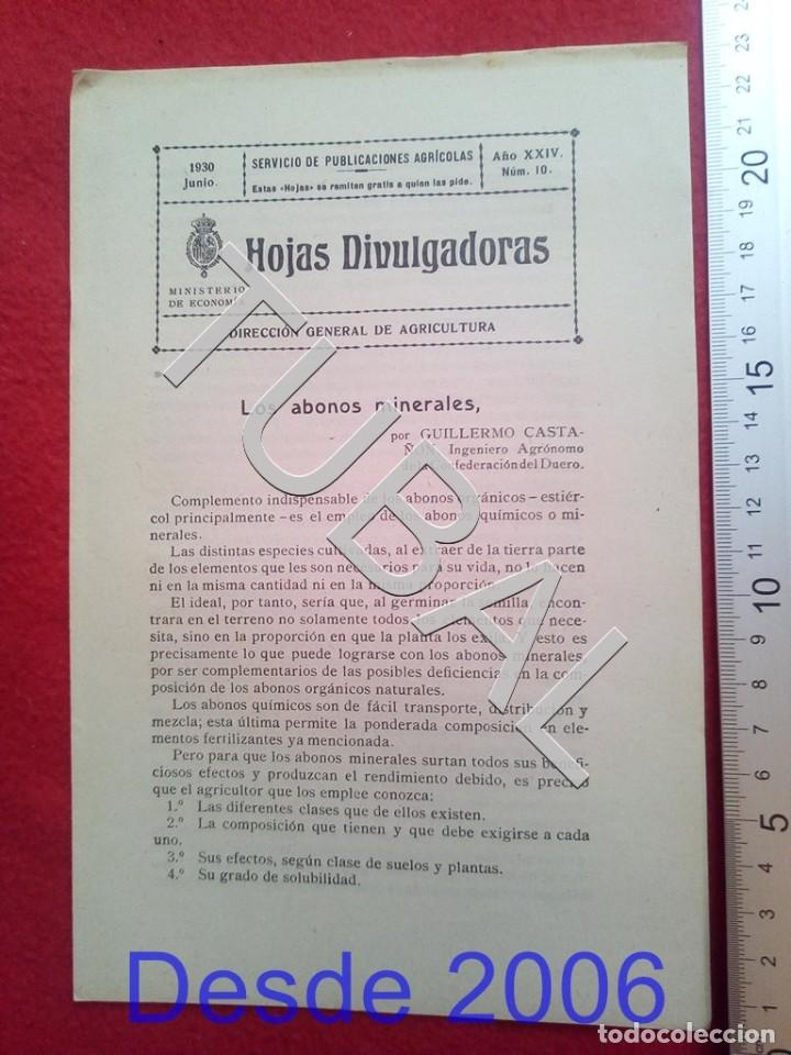 Old books: TUBAL 1930 LOS ABONOS MINERALES HOJAS DIVULGADORAS AGRICULTURA JUNIO 10 ENV&Iacute;O 1 &euro; 2019 U14