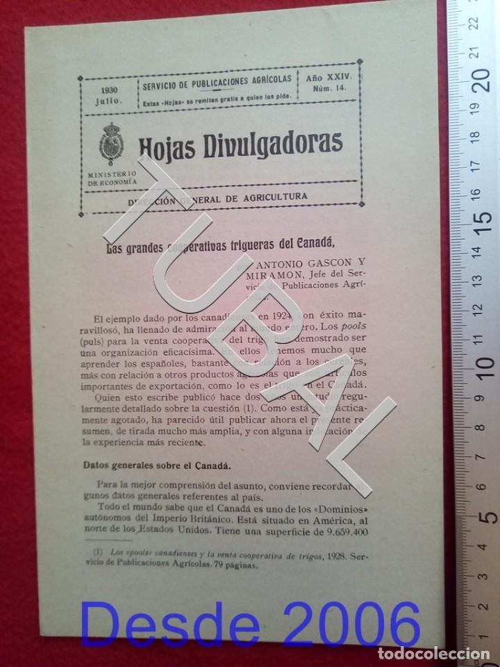 Old books: TUBAL 1930 COOPERATIVAS DEL CANADA HOJAS DIVULGADORAS AGRICULTURA JULIO 14 ENV&Iacute;O 1 &euro; 2020 U14